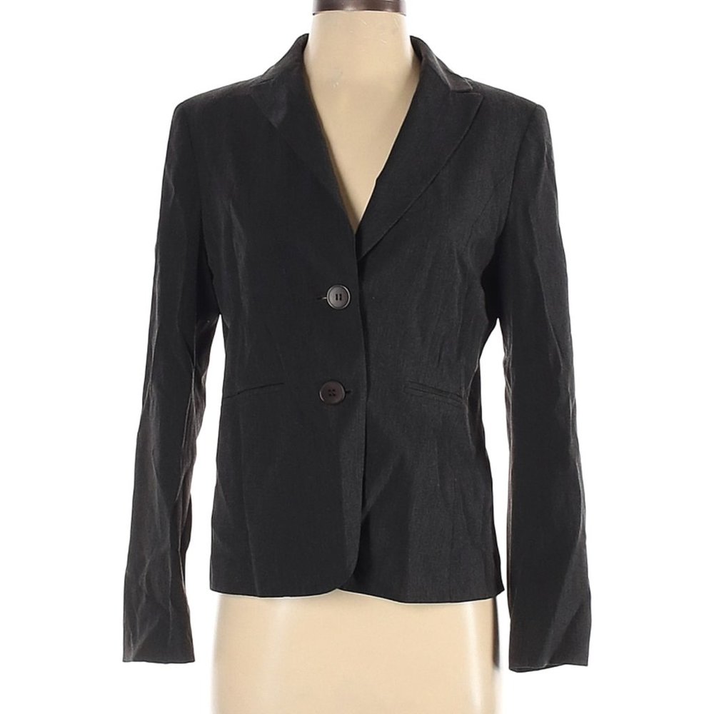 Jones New York Jacket Black Gray 2 Slit Pocket Sz 6P #562
